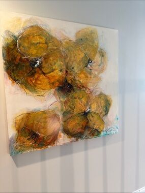 Golden Bloom Abstract Canvas Wall Art by